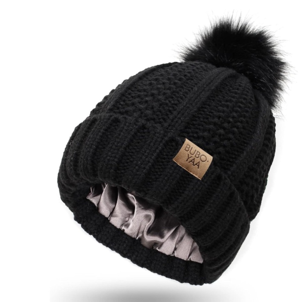New black Winter hat with satin lining